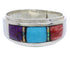 Sterling Silver And Multicolor Inlay Ring Size 6-3/4 EX50981